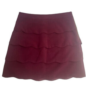 H&M NWT Burgundy Scalloped Side Zip‎ Mini Skirt Size 6